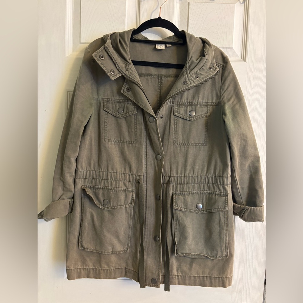 BP Olive Green Fall Outdoor Utility Jacket Military Pockets Full Zip for Women